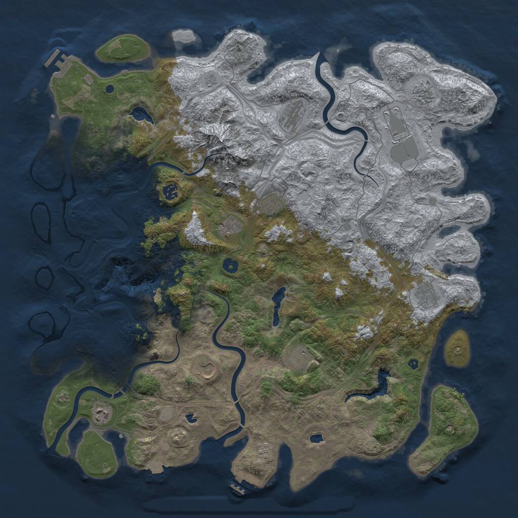 Rust Map: Procedural Map, Size: 5000, Seed: 1219506584, 17 Monuments