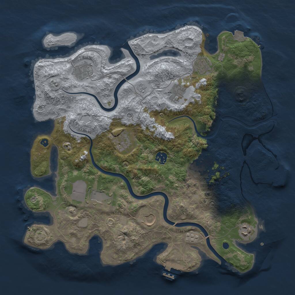 Rust Map: Procedural Map, Size: 3750, Seed: 285647505, 16 Monuments