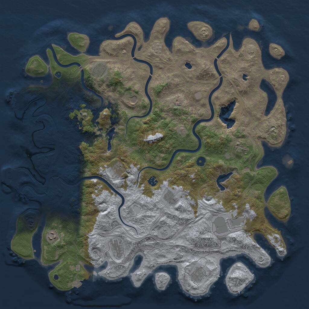 Rust Map: Procedural Map, Size: 4999, Seed: 107694848, 17 Monuments