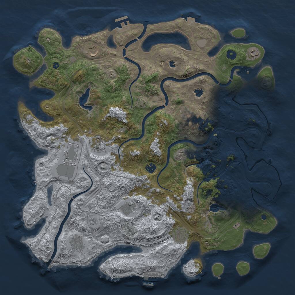 Rust Map: Procedural Map, Size: 4500, Seed: 1357942068, 16 Monuments
