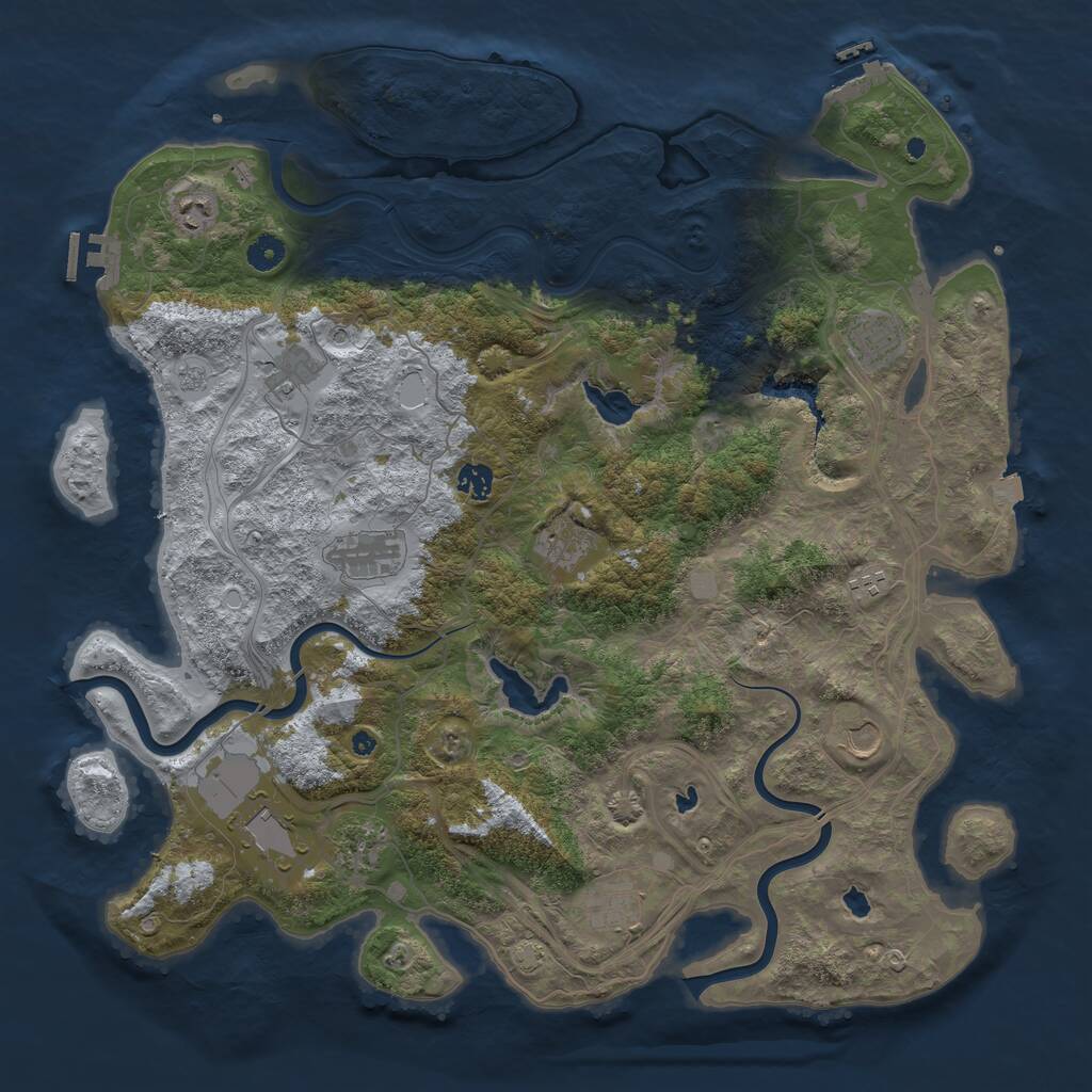 Rust Map: Procedural Map, Size: 4500, Seed: 2105908305, 17 Monuments