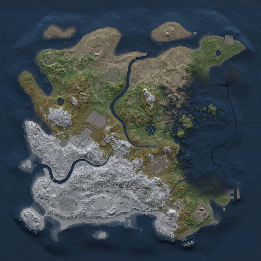 Rust Map: Procedural Map, Size: 3750, Seed: 706284, 14 Monuments