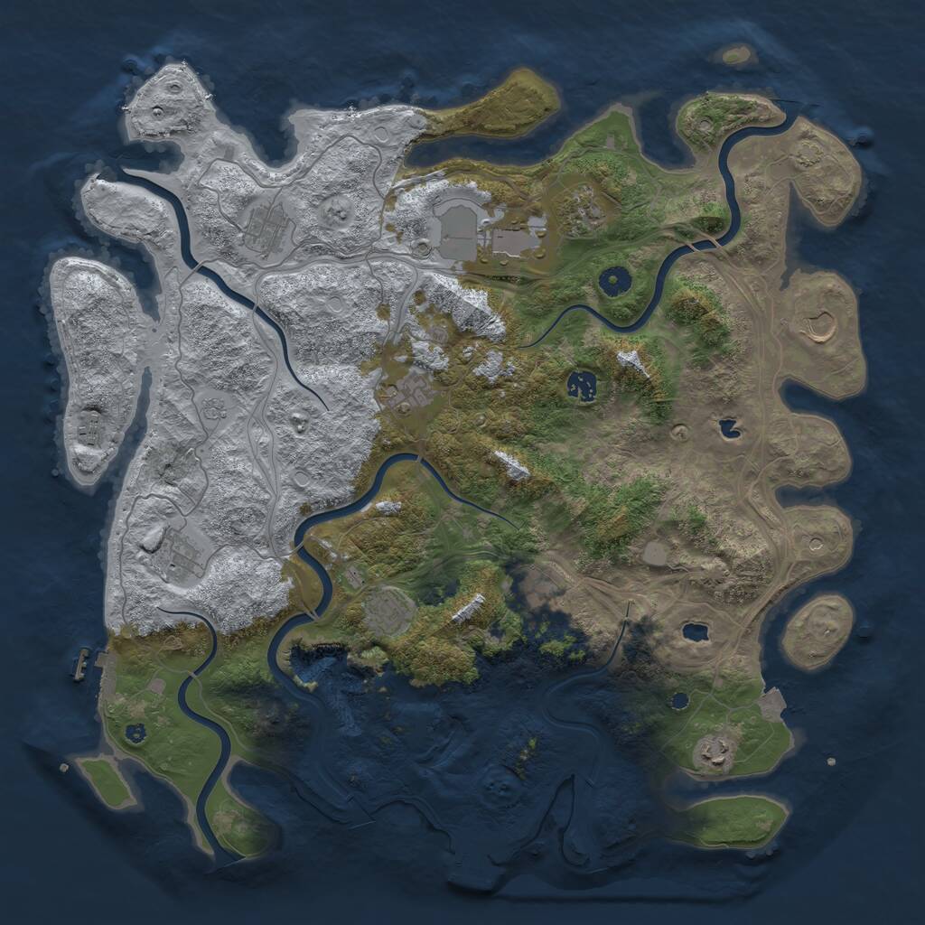 Rust Map: Procedural Map, Size: 4500, Seed: 2141646452, 17 Monuments