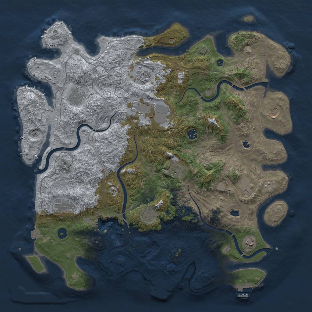 Rust Map: Procedural Map, Size: 4500, Seed: 2141646452, 17 Monuments