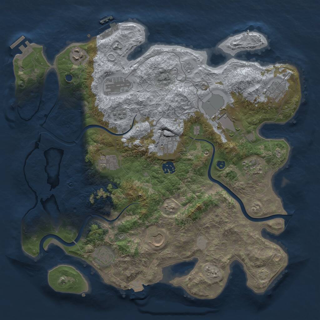 Rust Map: Procedural Map, Size: 3750, Seed: 397925220, 17 Monuments