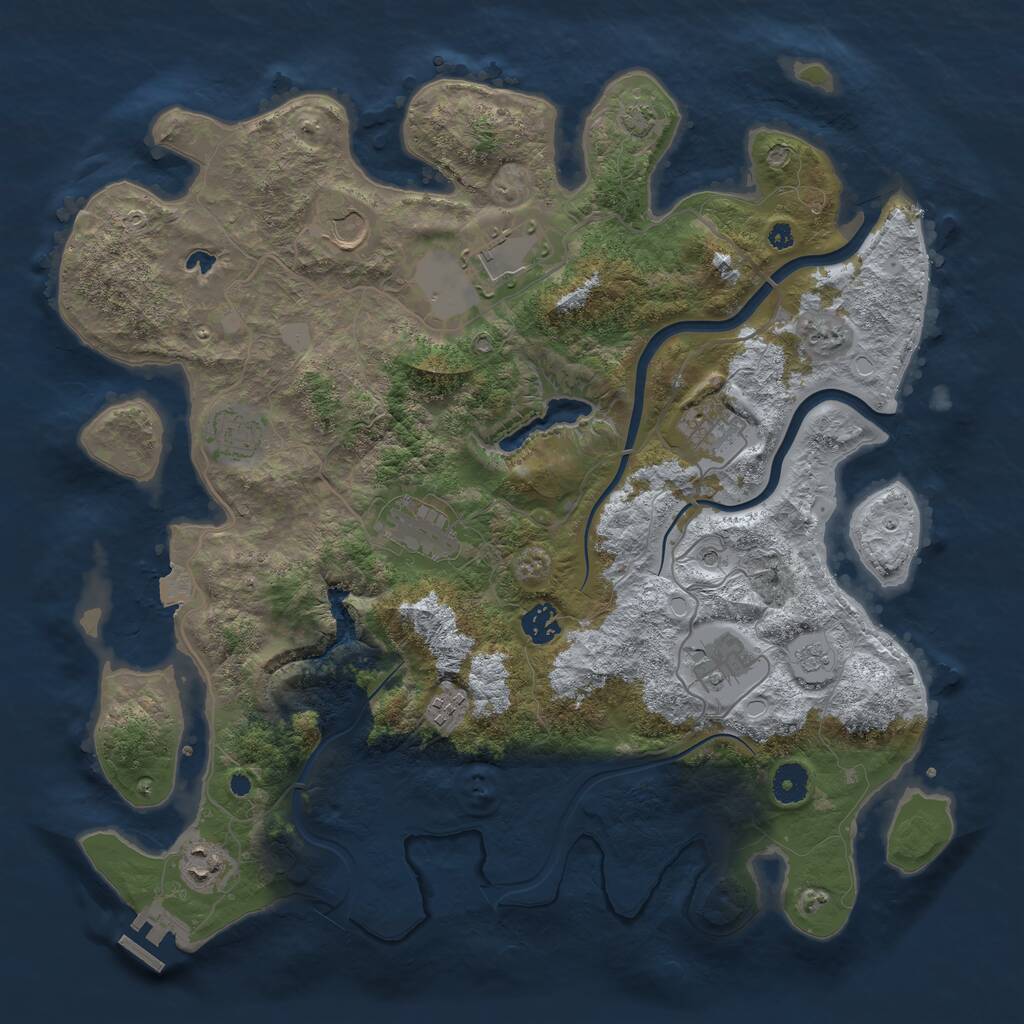Rust Map: Procedural Map, Size: 4000, Seed: 718581343, 14 Monuments