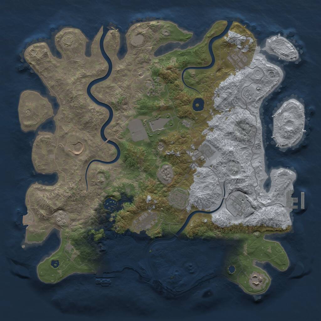 Rust Map: Procedural Map, Size: 3800, Seed: 28096, 17 Monuments