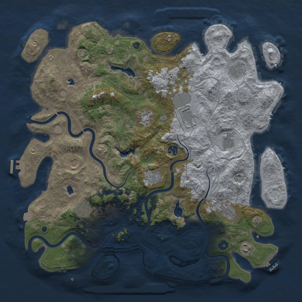 Rust Map: Procedural Map, Size: 4500, Seed: 483352745, 17 Monuments