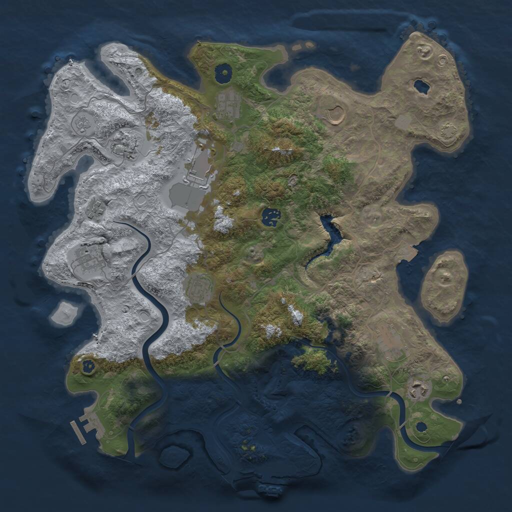 Rust Map: Procedural Map, Size: 4000, Seed: 1102718465, 16 Monuments