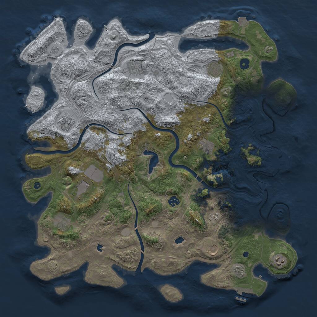 Rust Map: Procedural Map, Size: 4500, Seed: 354576974, 16 Monuments