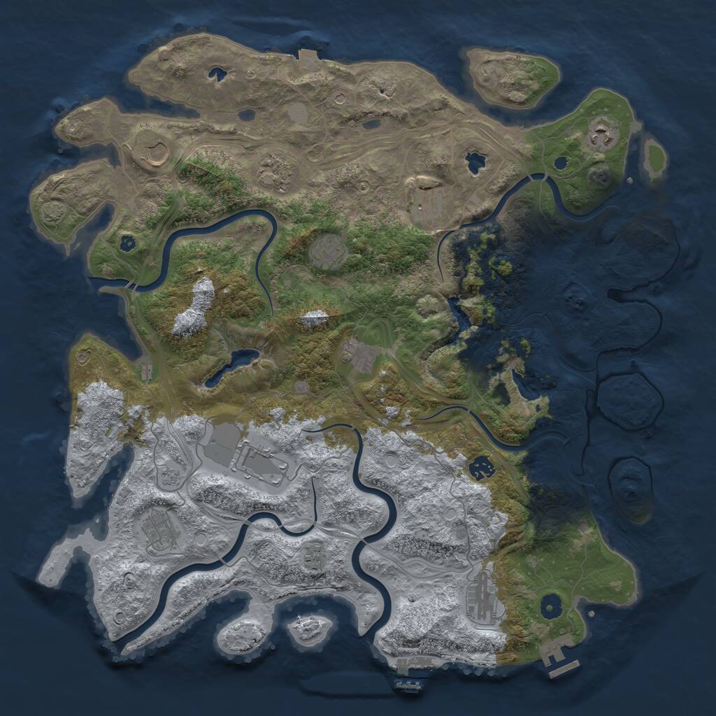 Rust Map: Procedural Map, Size: 4500, Seed: 647726875, 17 Monuments