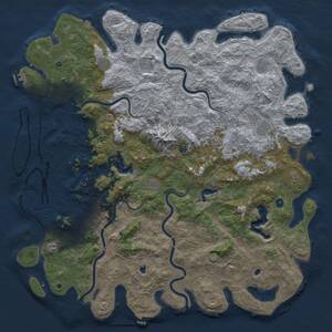 Thumbnail Rust Map: Procedural Map, Size: 6000, Seed: 19216801, 17 Monuments