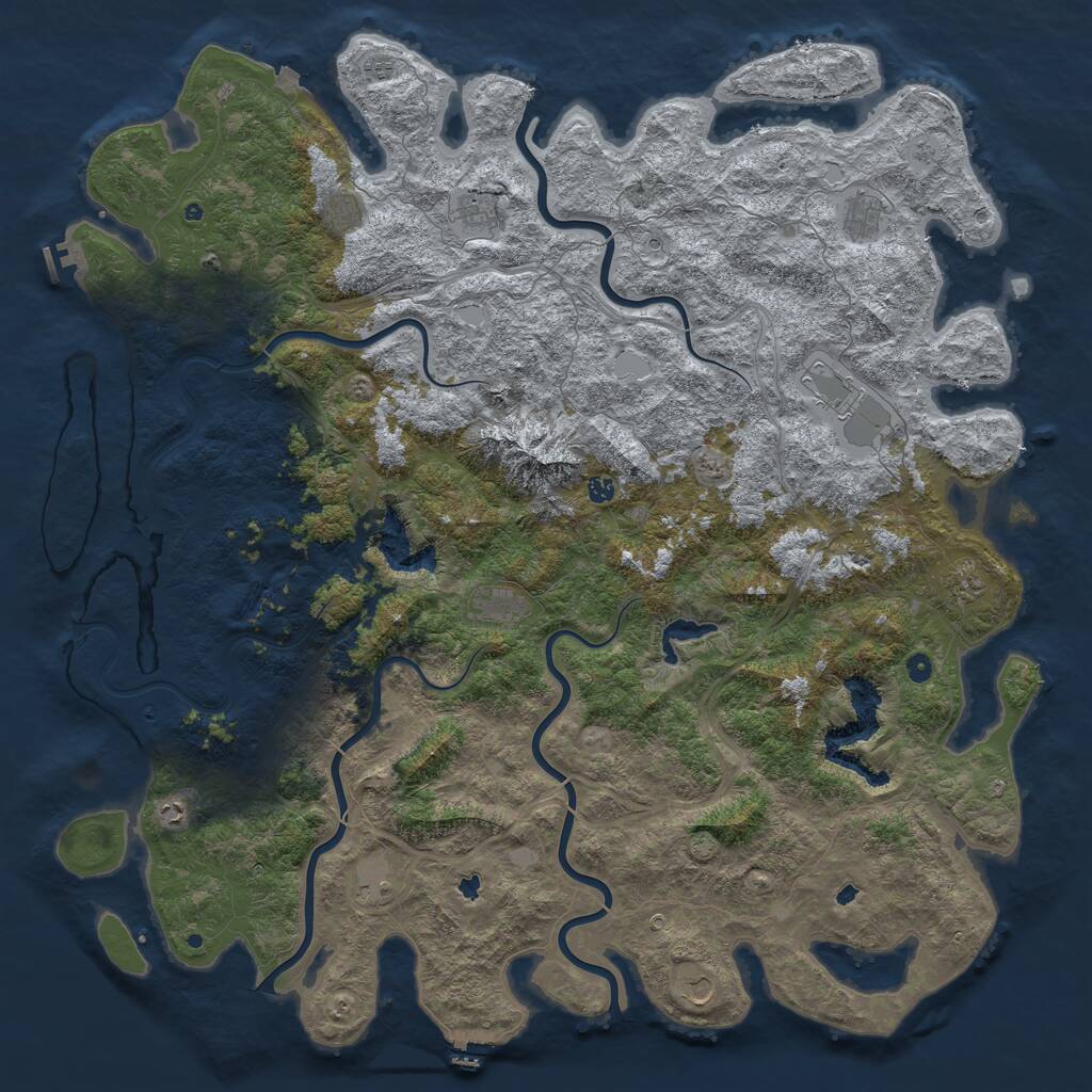 Rust Map: Procedural Map, Size: 6000, Seed: 19216801, 17 Monuments