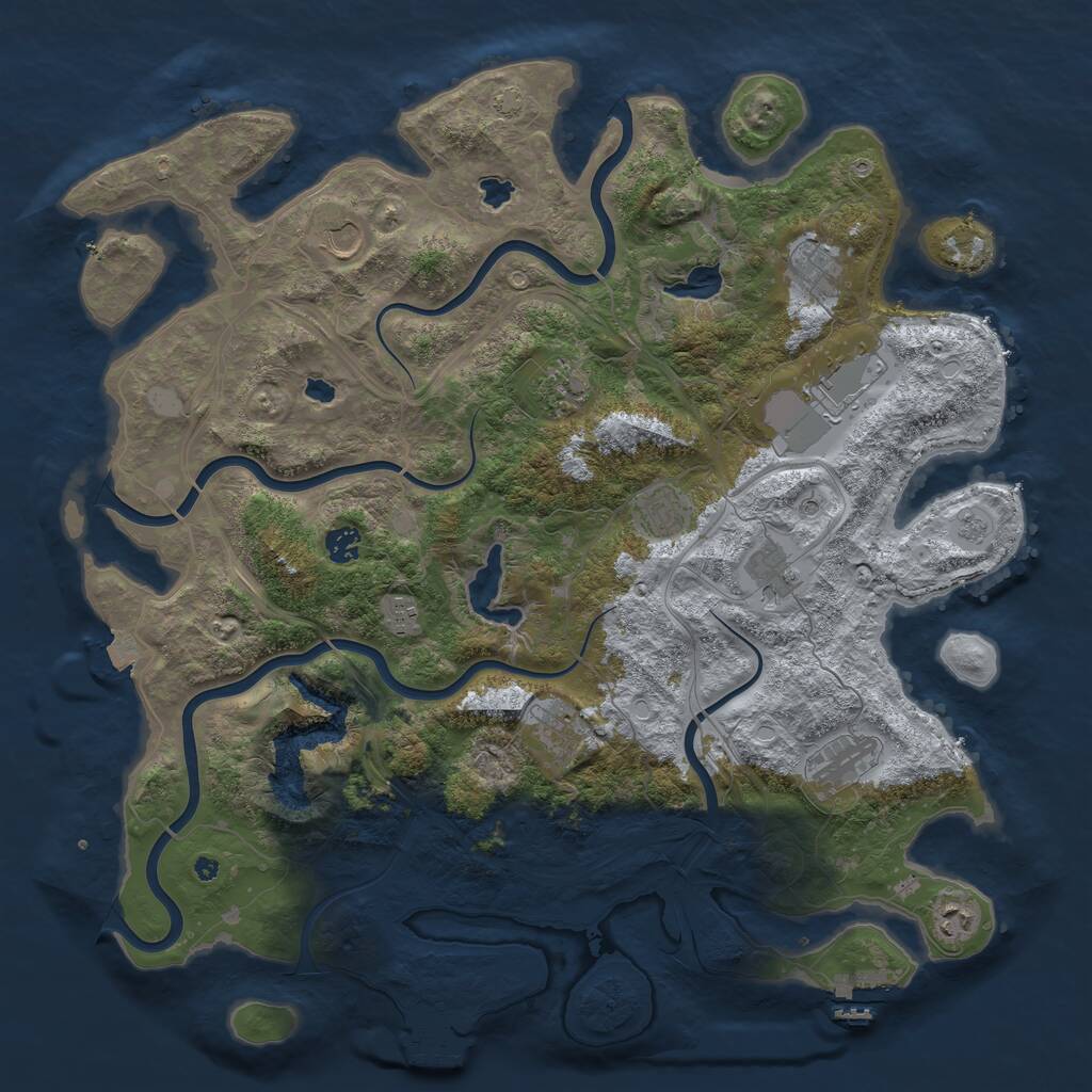Rust Map: Procedural Map, Size: 4500, Seed: 1827302266, 17 Monuments