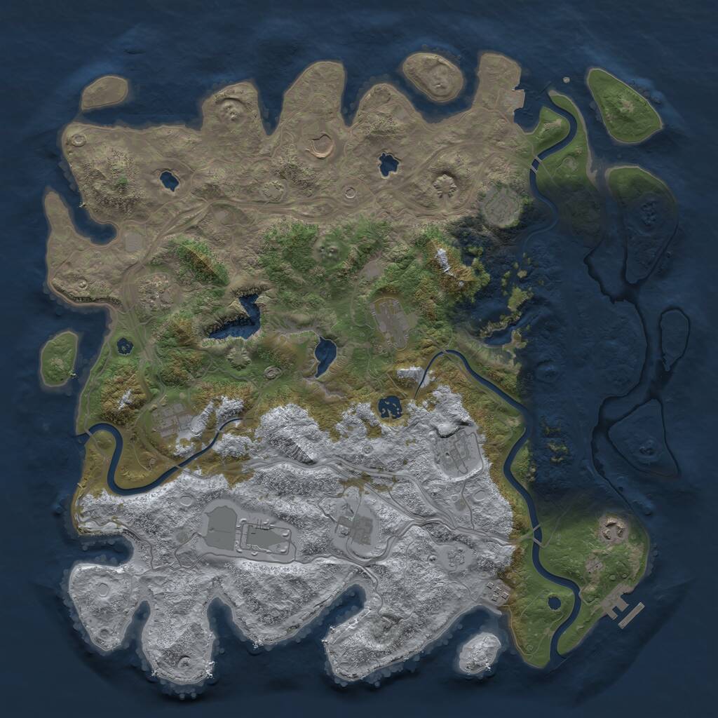 Rust Map: Procedural Map, Size: 4500, Seed: 1067272969, 16 Monuments