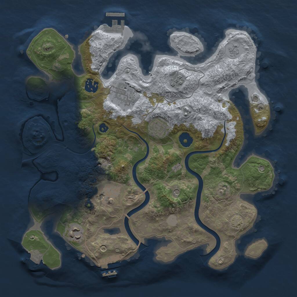 Rust Map: Procedural Map, Size: 3200, Seed: 1020454071, 12 Monuments