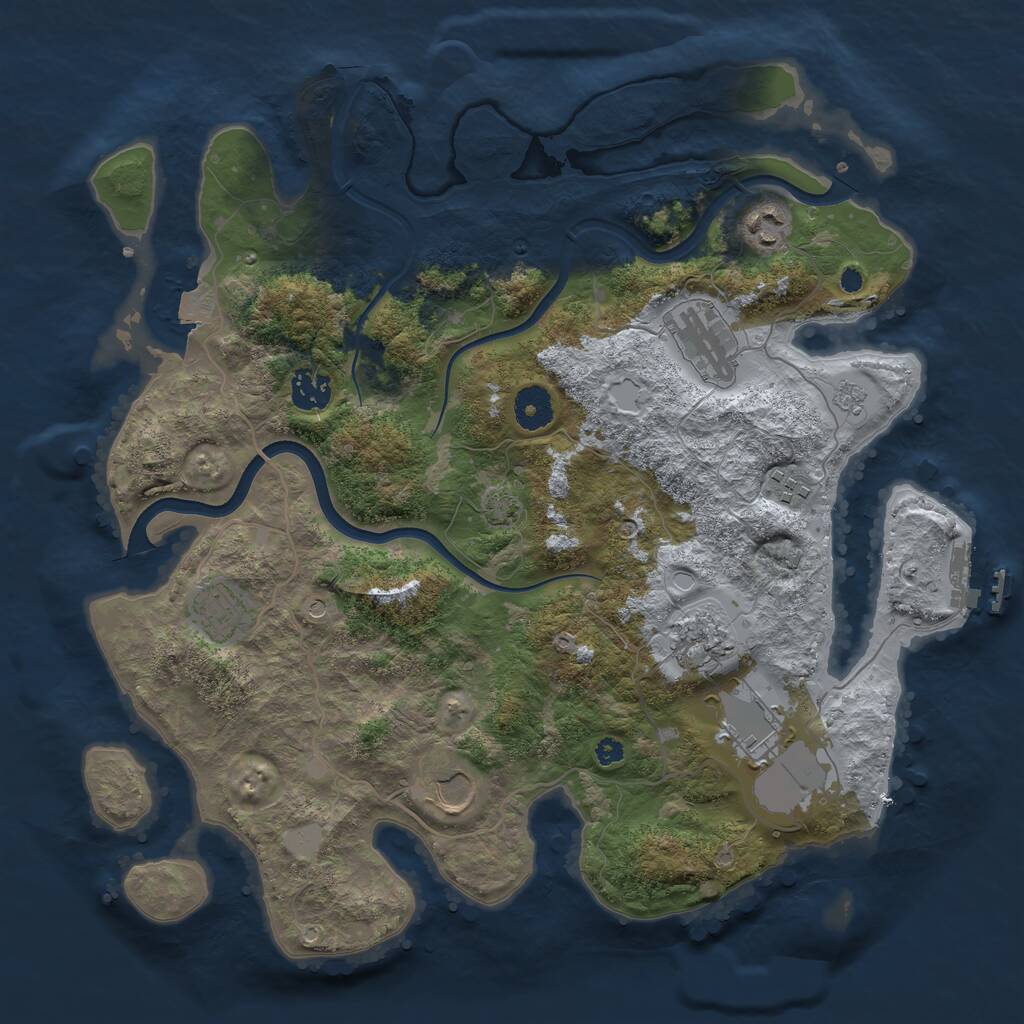 Rust Map: Procedural Map, Size: 3700, Seed: 1138506227, 13 Monuments