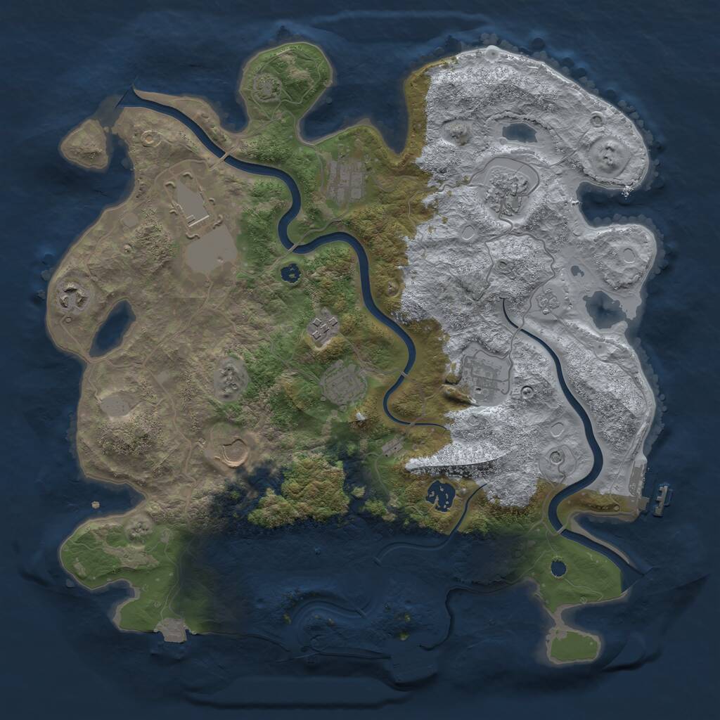 Rust Map: Procedural Map, Size: 3750, Seed: 25757, 15 Monuments