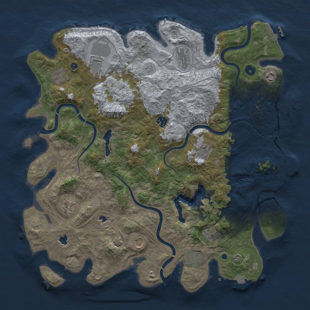 Rust Map: Procedural Map, Size: 4500, Seed: 691352826, 17 Monuments