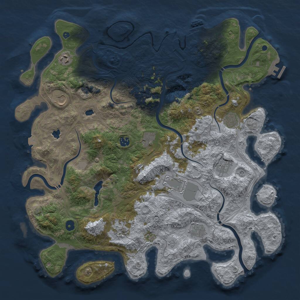 Rust Map: Procedural Map, Size: 4500, Seed: 289403518, 16 Monuments