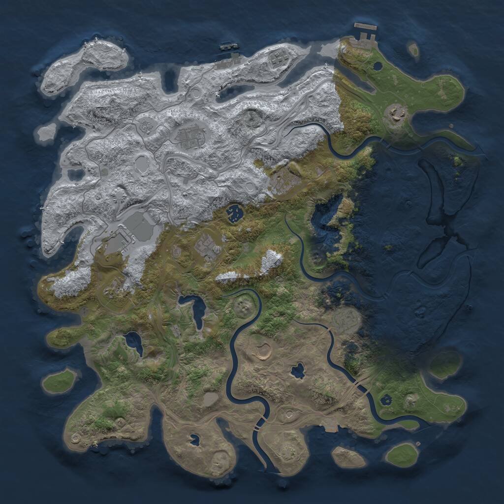 Rust Map: Procedural Map, Size: 4500, Seed: 1297897229, 16 Monuments