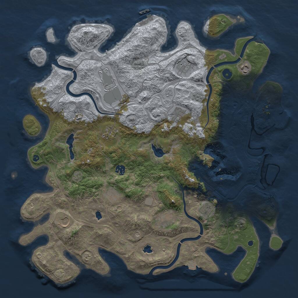 Rust Map: Procedural Map, Size: 4500, Seed: 415263375, 17 Monuments