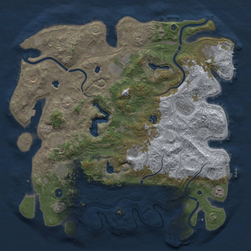 Rust Map: Procedural Map, Size: 4500, Seed: 676187406, 17 Monuments