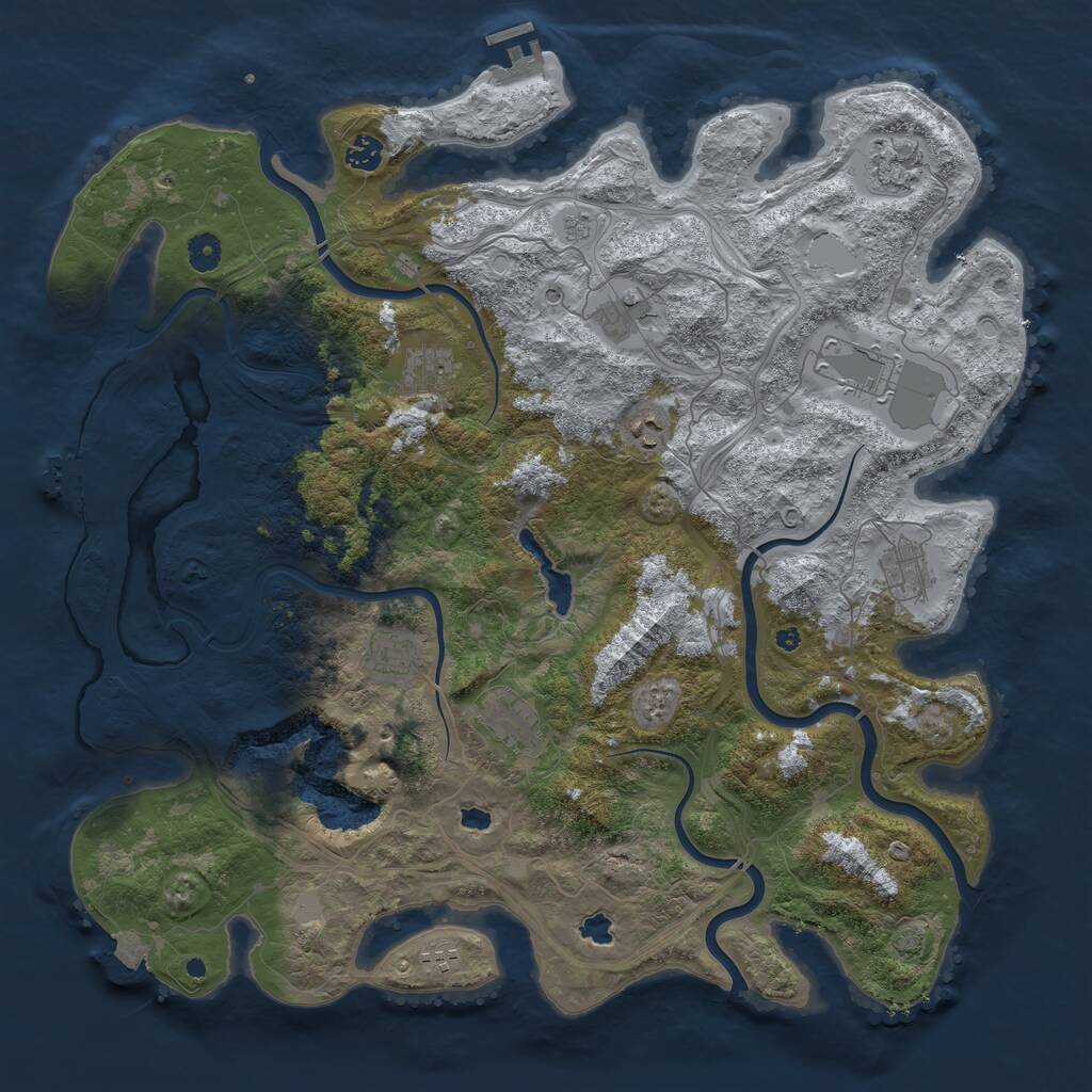 Rust Map: Procedural Map, Size: 4500, Seed: 1396407091, 16 Monuments