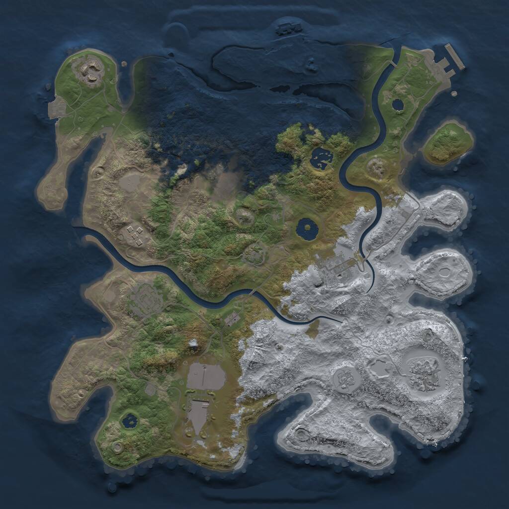 Rust Map: Procedural Map, Size: 3500, Seed: 28320, 13 Monuments