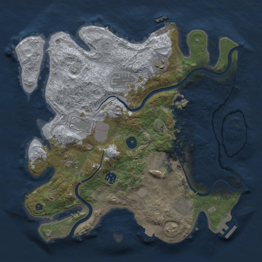 Rust Map: Procedural Map, Size: 3500, Seed: 435687947, 14 Monuments