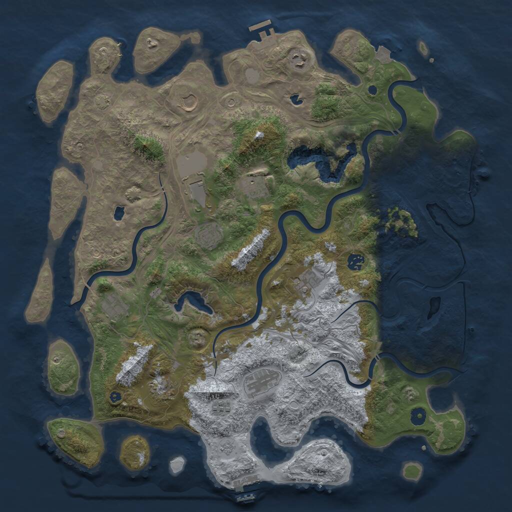 Rust Map: Procedural Map, Size: 4500, Seed: 2052054203, 17 Monuments