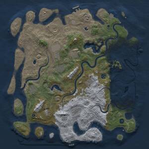 Thumbnail Rust Map: Procedural Map, Size: 4500, Seed: 2052054203, 17 Monuments