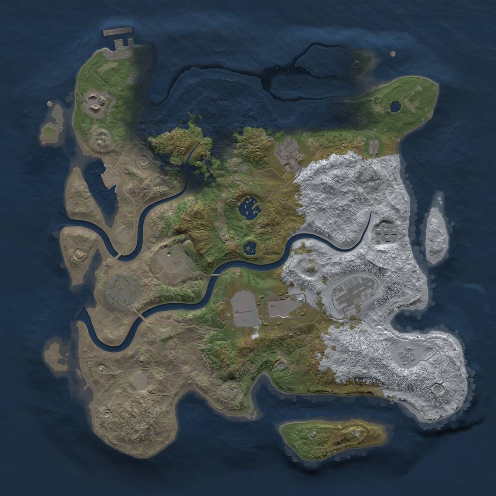 Rust Map: Procedural Map, Size: 3500, Seed: 989310, 13 Monuments