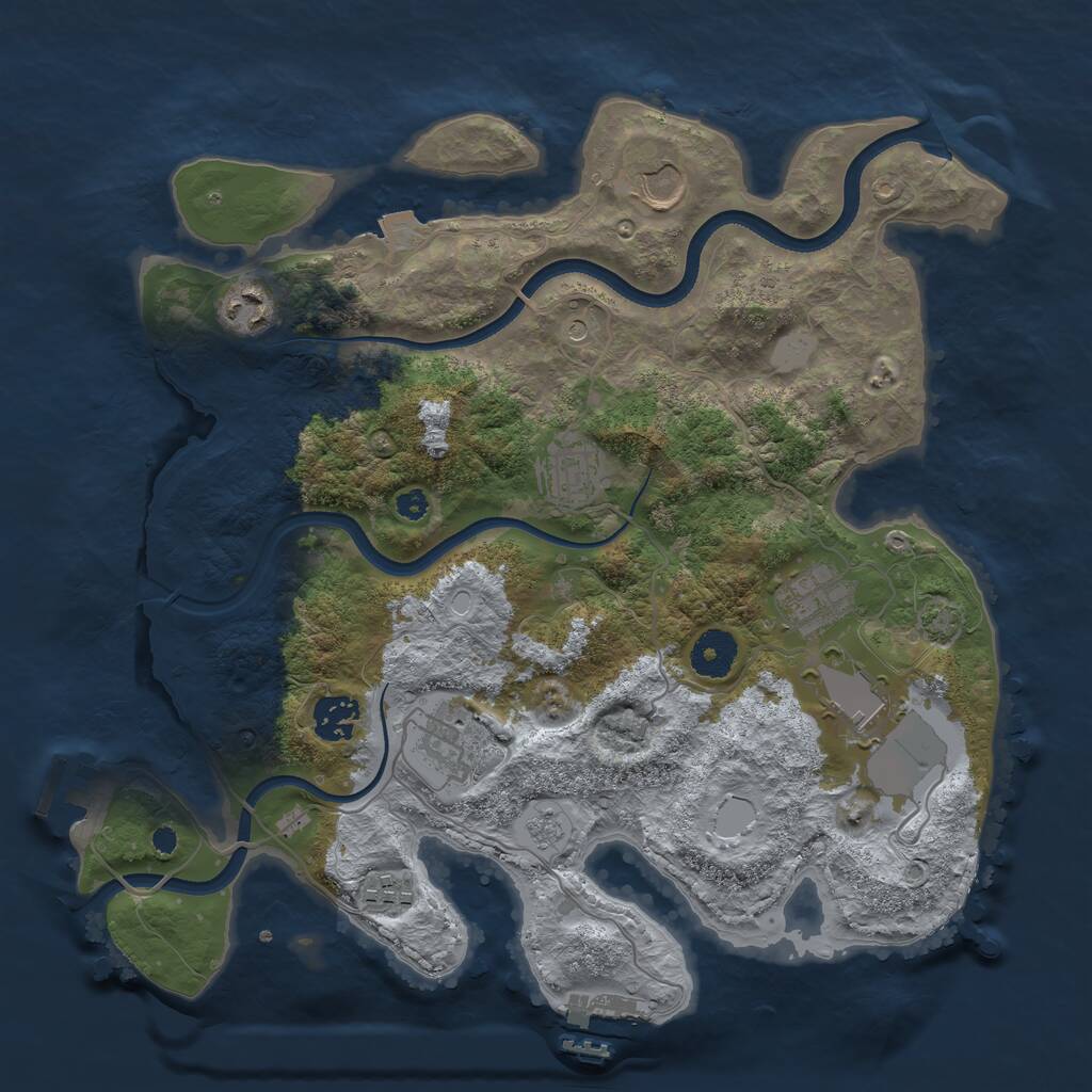 Rust Map: Procedural Map, Size: 3500, Seed: 380193, 14 Monuments