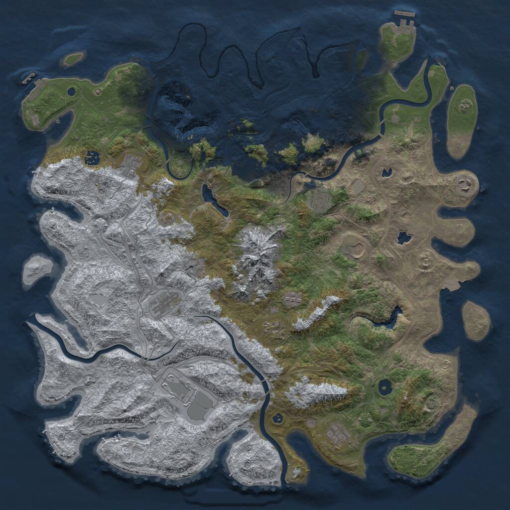 Rust Map: Procedural Map, Size: 5000, Seed: 393274, 17 Monuments