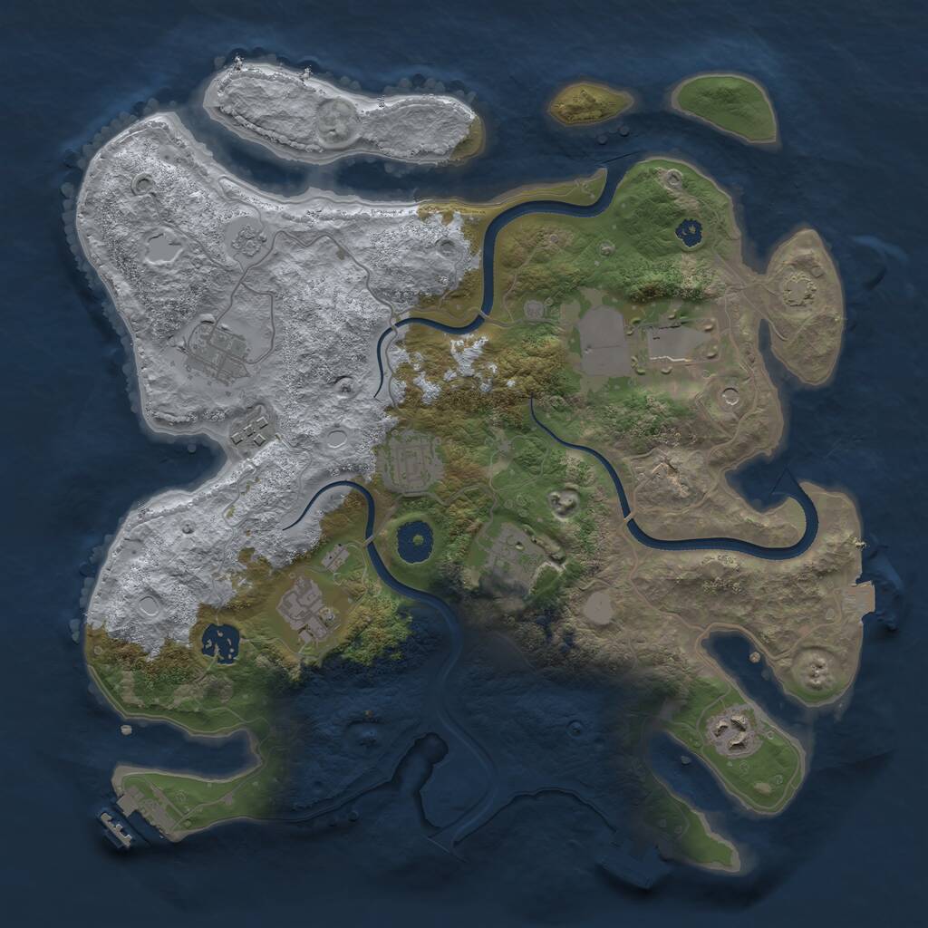 Rust Map: Procedural Map, Size: 3500, Seed: 122093628, 14 Monuments