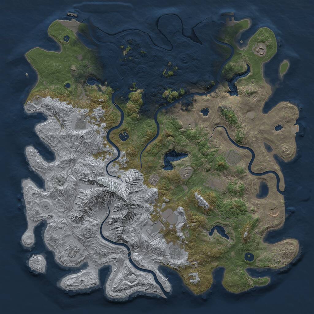 Rust Map: Procedural Map, Size: 5000, Seed: 720961333, 17 Monuments