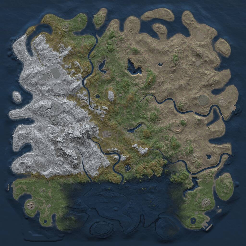Rust Map: Procedural Map, Size: 6000, Seed: 441558775, 17 Monuments