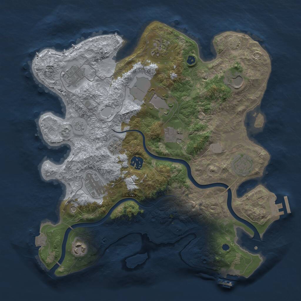 Rust Map: Procedural Map, Size: 3500, Seed: 1340273334, 16 Monuments