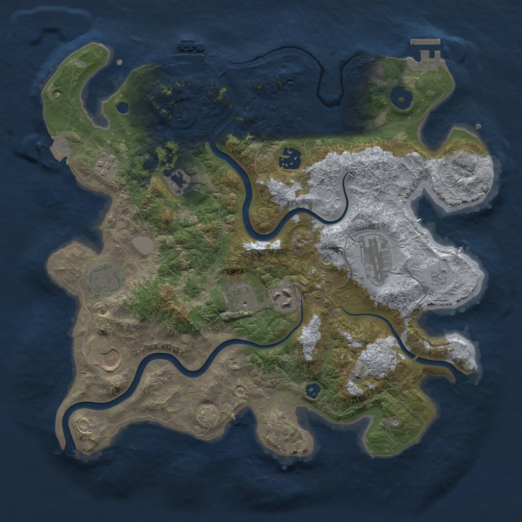 Rust Map: Procedural Map, Size: 3500, Seed: 1969676406, 14 Monuments