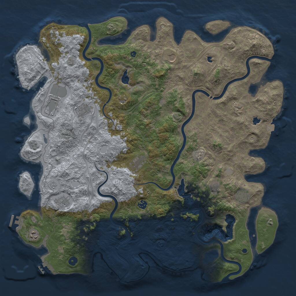 Rust Map: Procedural Map, Size: 4999, Seed: 1825555369, 17 Monuments