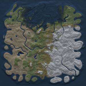 Thumbnail Rust Map: Procedural Map, Size: 6000, Seed: 3432, 17 Monuments