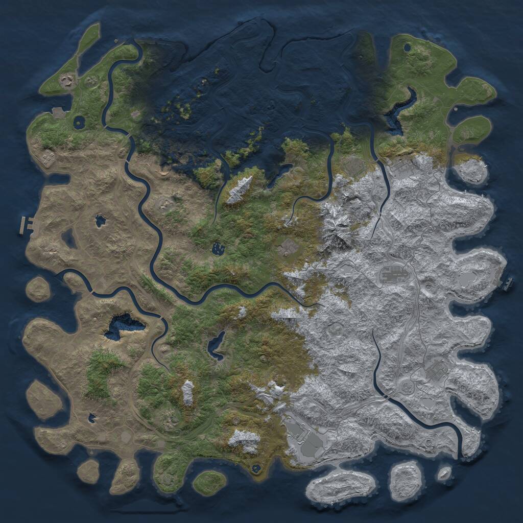 Rust Map: Procedural Map, Size: 6000, Seed: 3432, 17 Monuments
