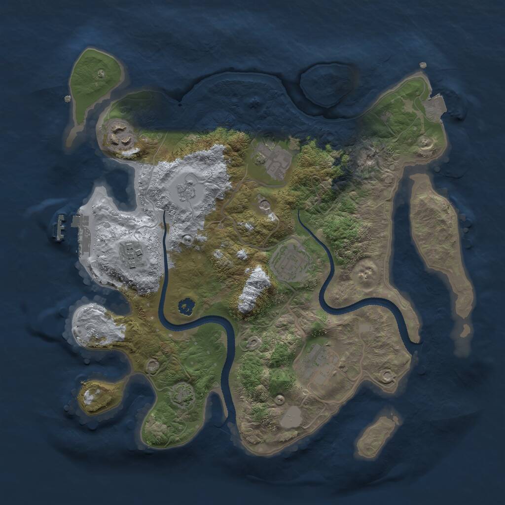 Rust Map: Procedural Map, Size: 3000, Seed: 29284, 10 Monuments