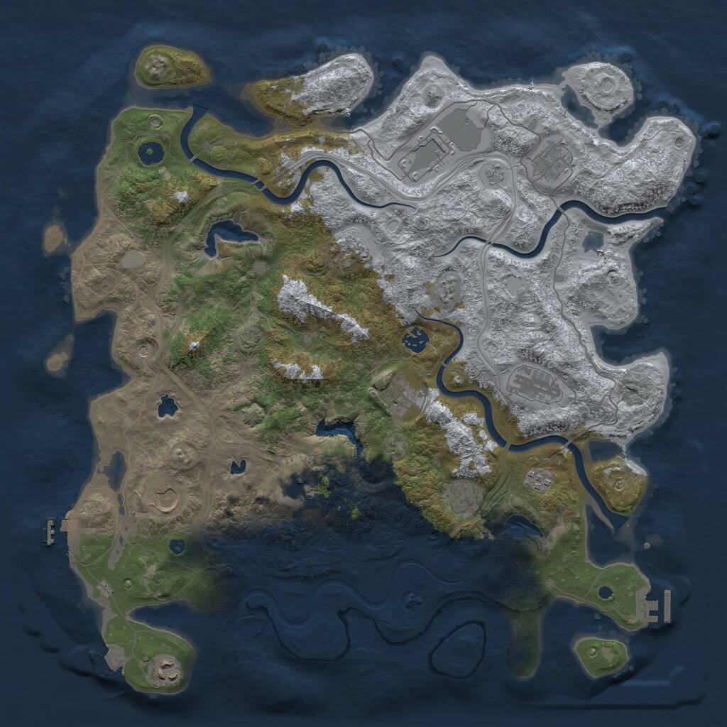 Rust Map: Procedural Map, Size: 4500, Seed: 877609200, 17 Monuments