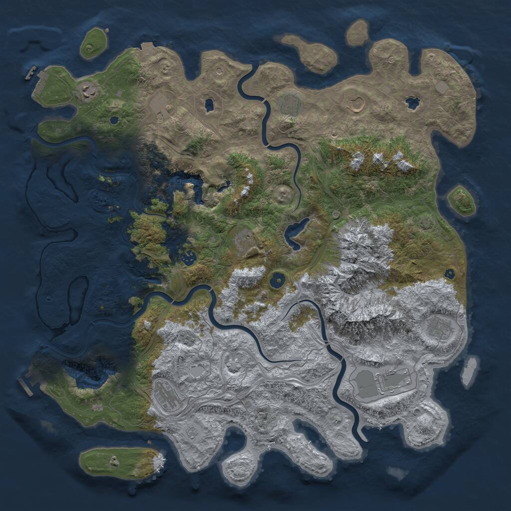 Rust Map: Procedural Map, Size: 5000, Seed: 2039389890, 16 Monuments