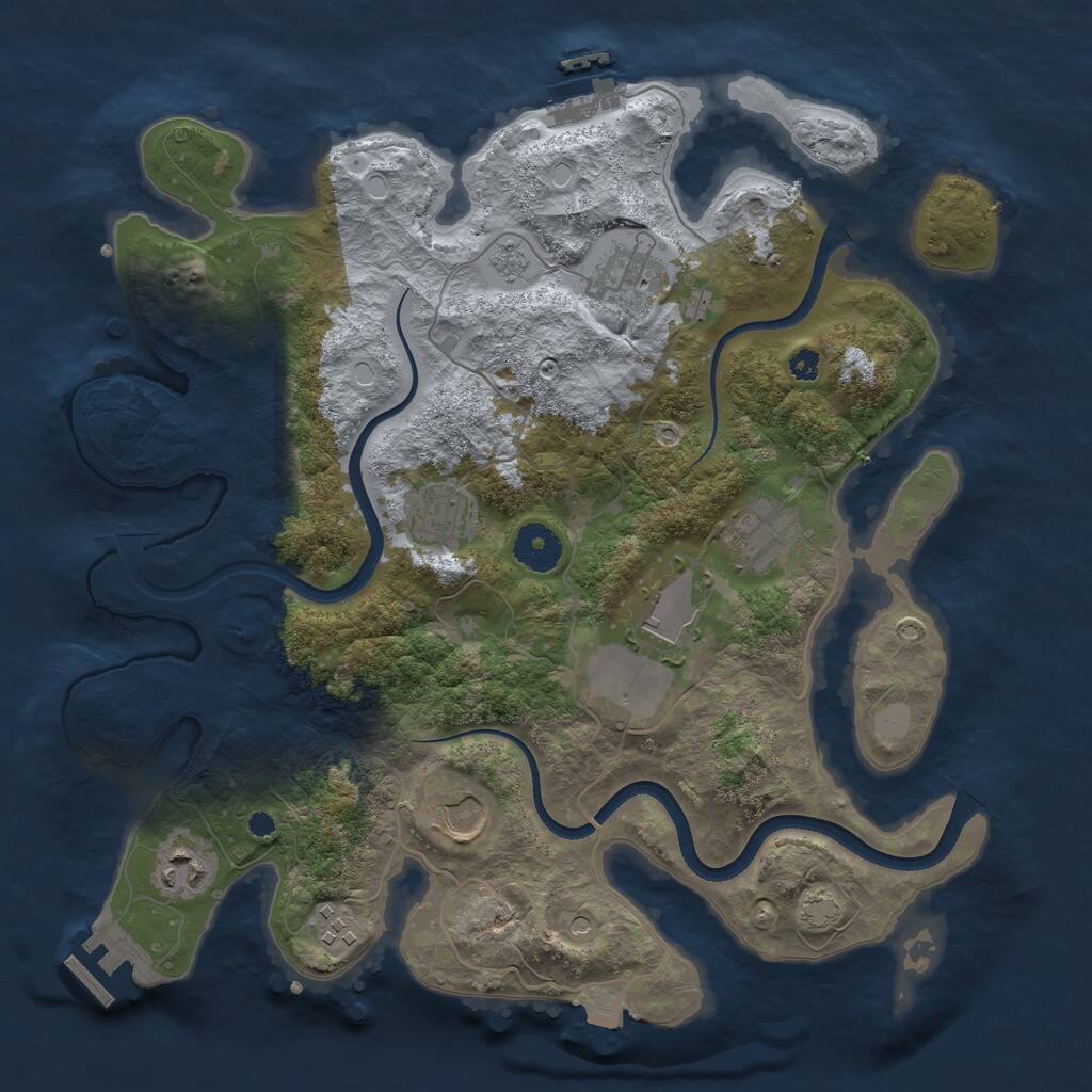 Rust Map: Procedural Map, Size: 3500, Seed: 1305517746, 13 Monuments