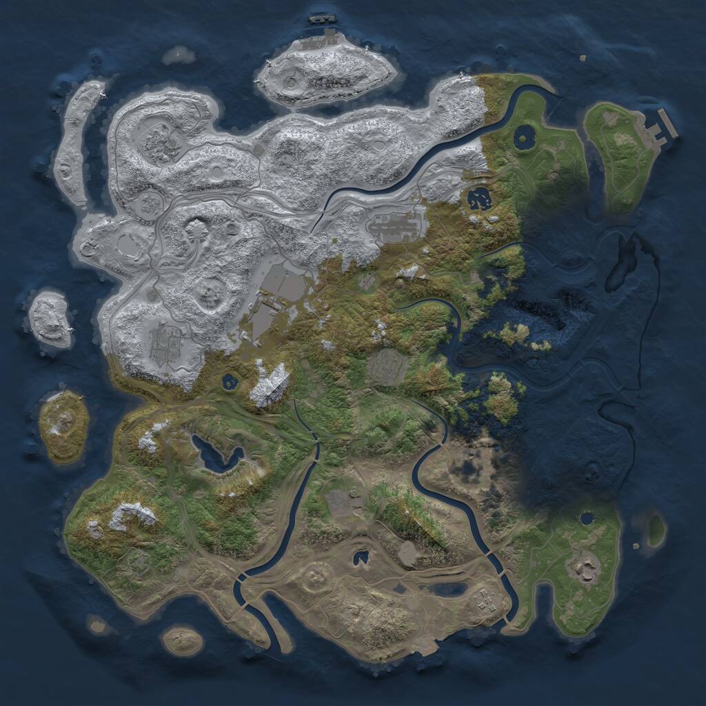 Rust Map: Procedural Map, Size: 4400, Seed: 821555387, 16 Monuments