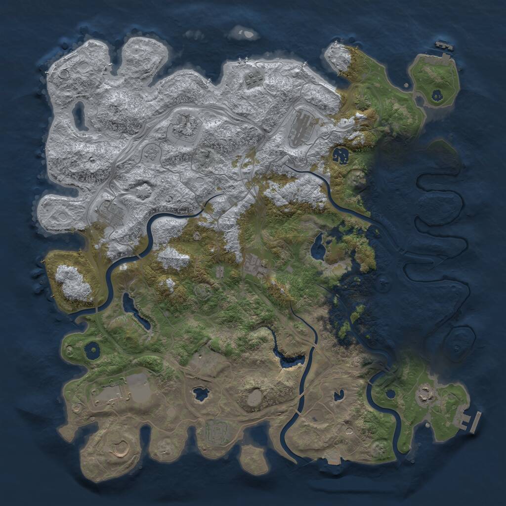 Rust Map: Procedural Map, Size: 4500, Seed: 340311107, 17 Monuments