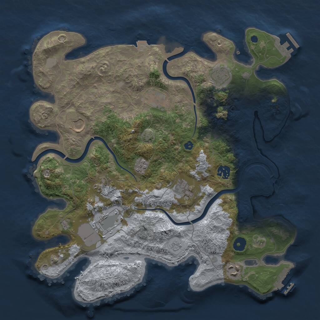Rust Map: Procedural Map, Size: 3600, Seed: 2102349875, 15 Monuments